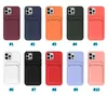 Liquid Silicone Card Slot Holder Soft TPU Cell Phone Cases for iPhone 13 12 11 Pro Max XR XS X 8 7 6 Plus