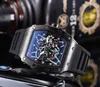 Nowy top luksusowe męskie zegarki kwarcowy chronograf szwajcarski męski zegarek na rękę Iced Out Hip Hop gumowy pasek Sport męski zegarek męskie zegarki