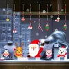 Adesivos de parede Feliz Natal Papai Noel Elk para Decoração de Casa 2022 Ano Cartoon Adesivo de Vidro Adesivo Decalques