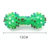 Dog Chew Squeak Toys Colorful Dotted Dumbbell Shaped Squeeze Squeaky Pet Molar Cleaning Teeth Puppy Bite Sounding funny playing Toy