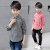 Shirts For Boy Plaid Boys Turn Down Collar Shirt Kids Spring Autumn Casual Clothes 6 8 10 12 14 Year 210527