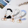 11 Cores de madeira Bead Bead Bead Pulseira Chaveiro Comida Grade de Silicone Grânulos Pulseiras Mulheres Menina Keyring Strap Chave Chave