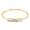 Pulsera de lujo de acero inoxidable chapado en oro con cristal Cz para mujer, brazalete deslizante de diamantes de imitación para mujer, pulsera de boda, joyería Q0717