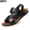 Beste Kwaliteit Cork Mannen Sandalen Zomer Lederen Romeinse Sandalen Mannelijke Schoenen Strand Flip Flops Mannen Mode Outdoor Slippers Schoenen