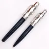 CR Quality Classic Style Luksusowy ballpoint Pen Silver and Black Barrel z numerem seryjnym Pisanie gładkich wkładów prezentowych Plush PO266P