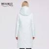 Miegofceの女性のジャケットの防風コートボタンのパーカー実践的なスタンドカラーフード付きシルクスカーフ211011