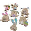 Feestartikelen Creative Pasen Egg Bunny Gedrukt Houten Ambachten DIY Levert Houten Ornamenten Desktop Woondecoratie Evenement Kinderen Geschenken