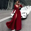 New Green Elegant Formal Prom Dresses Evening Gowns Long Sleeve Evening Dress Spandex Slit Dresses Robe De Soire