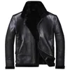 Couro dos homens Faux Men's Winter Genuine Jaqueta Homens Curto Cabelo De Cabelo De Cabelo De Shearling Real Loja De Lã Casacos Veste Cuir Homme U802