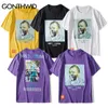 Gonthwid Funny Smoking Van Gogh T Shirts Streetwear Harajuku Styl Mens Hip Hop Street Tshirts 2020 Lato Moda Mężczyzna Topy Tee Y0322
