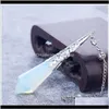 Rock Crystal Loose Pärlor Smycken Högkvalitativ Natursten Pendum för Dowsing Quartz Opalite Opal Pendos Sacred Geometry Healing Crystals P