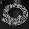 Iced Out Figaro Cuban Necklace Chain Hip hop Jewelry Choker Gold Silver Color Rhinestone CZ Clasp for Mens Rapper Link