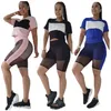 Plus Size 2XL Outfits de Verão Mulheres Ternos Jogger Panelados Tracksuits Manga Curta T-shirts + Calças Calças Dois Peça Set Sportswear Letras Casuais Sweatsuits 4856