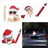 Aufkleber mit Cartoon-Motiv, winkender Weihnachtsmann, Weihnachten, Winter, wird an den Wischerblättern des hinteren Fahrzeugs befestigt und ist ein echter Hingucker