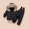 2020 Winter Children Girls And Boys Clothing Sets Warm hooded Duck Down Jacket Coats + Trousers Waterproof Snowsuit Kids Baby Clothes 690 X2