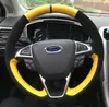 För Ford Focus Mondeo Edge Kuga DIY Custom Leather Suede Steering Wheel Cover Auto Parts