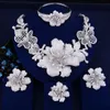 Earrings & Necklace LARRAURI 4pcs Blossom Flower African Big Jewelry Sets For Women Wedding Zircon Crystal CZ Bridal