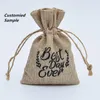 Emballage cadeau 10000 pièces Mini Faux Jute/sacs en toile de jute 7x9 cm mariage Bomboniere Jute toile de jute bijoux emballage en gros