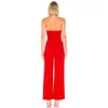 Summer 202 Women's Black Red Bodycon Jumpsuit Sexy Sleeveless Strapless Backless High Split Club Runway Party 210527