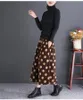 Kjolar litterära kvinnors corduroy kjol dot koreanska stil kvinnor avslappnad lång maxi för lös falda larga elegante