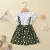 Abbigliamento per bambini Set di abbigliamento per ragazze Abiti da ragazze Bambini Bambini Collar Tops + Dot Strap Dress 2pcs / Set Summer Fashion Boutique Bambino Vestiti per bambini 4699 Q2