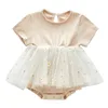 Vêtements d'été à manches courtes fille body tutu jupe style enfant en bas âge filles une pièce petite marguerite bébé vêtements 210417