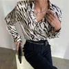 Mode Femmes Zebra Motif Chemisier Printemps Automne Manches Longues Boutonné Chemises Femme Streetwear Coréen Tops 210525