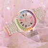 Hip Hop Full 1Row Iced Out Fashion Luxury Date Quartz Wrist Watches Stainless Steel Watch For Women Men Jewelry Gift