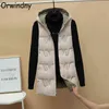 Automne et hiver longs gilets femmes mode coton gilet manteau femme veste sans manches des deux côtés porter S-3XL Orwindny 211120