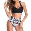 Op voorraad Sexy hoge taille bikini halter plus size badmode vrouwen badpak vrouwelijke bikini set bodysuit badpak zomer biquini