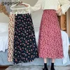 Summer Rokken Dames Vintage Floral Gedrukt Elastische Hoge Taille Slanke Midi Elegante Femme Bottom Jupe 210601