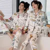 Luxury Pajama Suit Satin Silk Pyjamas Sets Couple Sleepwear Pijama Lovers Night Suit Men & Women Casual Home Clothing Nightwear X0526
