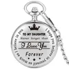 Relógios de bolso personalizados para minha filha relógio de quartzo preto / prata / ouro Pingente de ouro FOB cadeia de aniversário aniversário presentes de aniversário