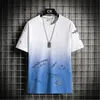 Mens Gradiënt Tee T-shirts Mode Trend Brief Korte Mouw O-hals Losse Tees Tops Designer Male Summer Casual Hip Hop Thin Couples T-shirts