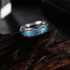 Black Tungsten Carbide Ring Band Finger Imitation OPal Rings for Women Men Fashion Jewelry Will and Sandy