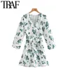 TRAF女性シックなファッションフローラルプリント蝶ネクタシ