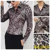 Леопард бархат мужские рубашки с длинным рукавом осенью и зимой роскошные смокинг платье рубашка мужчины повседневная стройная подходит рубашка плюс размер 4xL 210527