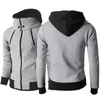 Chaqueta de invierno cálida con cremallera para hombre, abrigos para hombre, chaquetas de bombardero, bufanda, cuello, sudaderas con capucha, prendas de vestir informales de lana para hombre, prendas de vestir ajustadas con capucha 210924