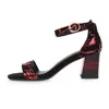 Zapatos Meotina, sandalias de tacón alto con correa en el tobillo para mujer, calzado grueso con hebilla, sandalias de moda de verano para mujer, sandalias negras de talla grande para mujer 210608