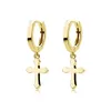 Boucles d'oreilles croix en acier inoxydable classique minimaliste couleur or boucles d'oreilles croix pendantes pour hommes femmes bijoux