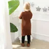 女の子ニット服セットニットプルオーバートップと編み物スケリットティーンエイジャー冬セーター子供服カモブラック211104