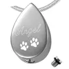 Pendant Necklaces XWJ8029 Double Paws Printed Angel Stainless Steel Cremation Urn Teardrop Ashes Necklace