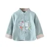 Mudkingdom Baby Boys Girls Chinese Style T-Shirts Long Sleeve Cotton Fashion Embroidery Children Tops Casual Kids Clothes 210615