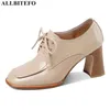 AllbiteFo Duży rozmiar: 34-41 Oryginalna skóra Brand High Heels Kobiety Obcasy Grube Obcasy Wedding Women Shoes Women High Heel Buty 210611