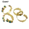 WT-B515 WKT Natural Stone Bangle Geometri Druzy Quartz Bangle Gold Electropled Justerbara Kvinnor Mode Armband Smycken Q0720