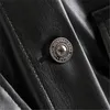 Frauen Schwarz Faux Leder Mantel Jacke Atumn Winter Mode Taschen Drehen Unten Kragen Kurze Jacken Weibliche Streetwear Outwear 210515
