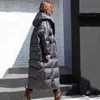 [EAM] abrigo largo de gran tamaño con capucha y acolchado de algodón, Parkas holgadas de manga larga para mujer, moda Otoño Invierno JD1210 211007