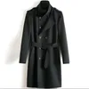 Mens Trench Coats Man Double Breasted Mid-Längd Kläder Slim Corta Vento Masculino Overcoat Lång ärm Stand Collar Jaquetas Men's