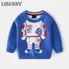 Barntröja Boys Stickad Pullover 2021 Ny Höst Vinter Barnkläder Tecknad Mode Bomull Småbarn Baby Sweaters 2T-8T Y1024