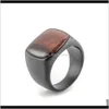 Cluster Rings Drop Delivery 2021 Jewelry Personality Classic Stainless Steel Black Agate Casting Natural Stone Mens Ring Het9A